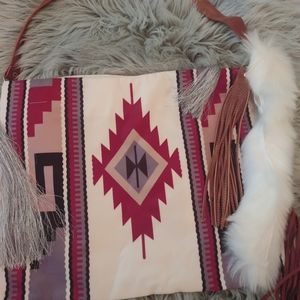 NWT Southwestern Aztec Boho Fringe Purse